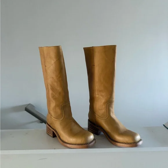 Frye Campus 14L Banana Leather Boots - Picture 1 of 5